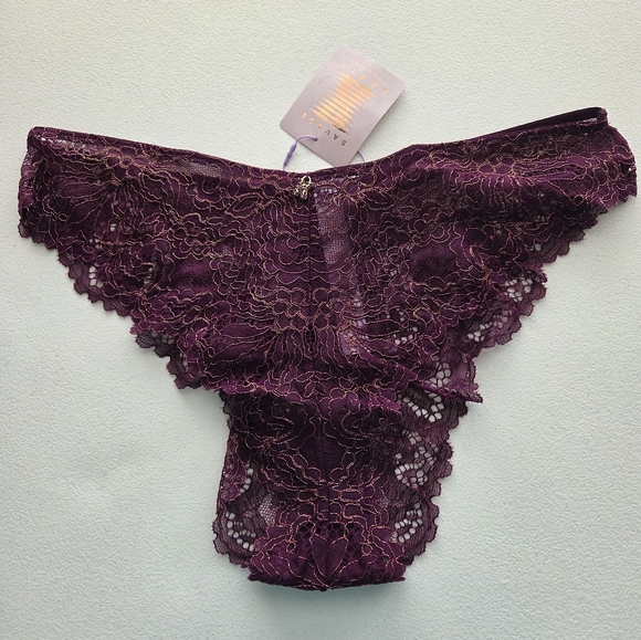 Savage X Fenty Rihanna Romantic Corded Lace Panties Burgundy Plus Size 1X - Picture 1 of 9